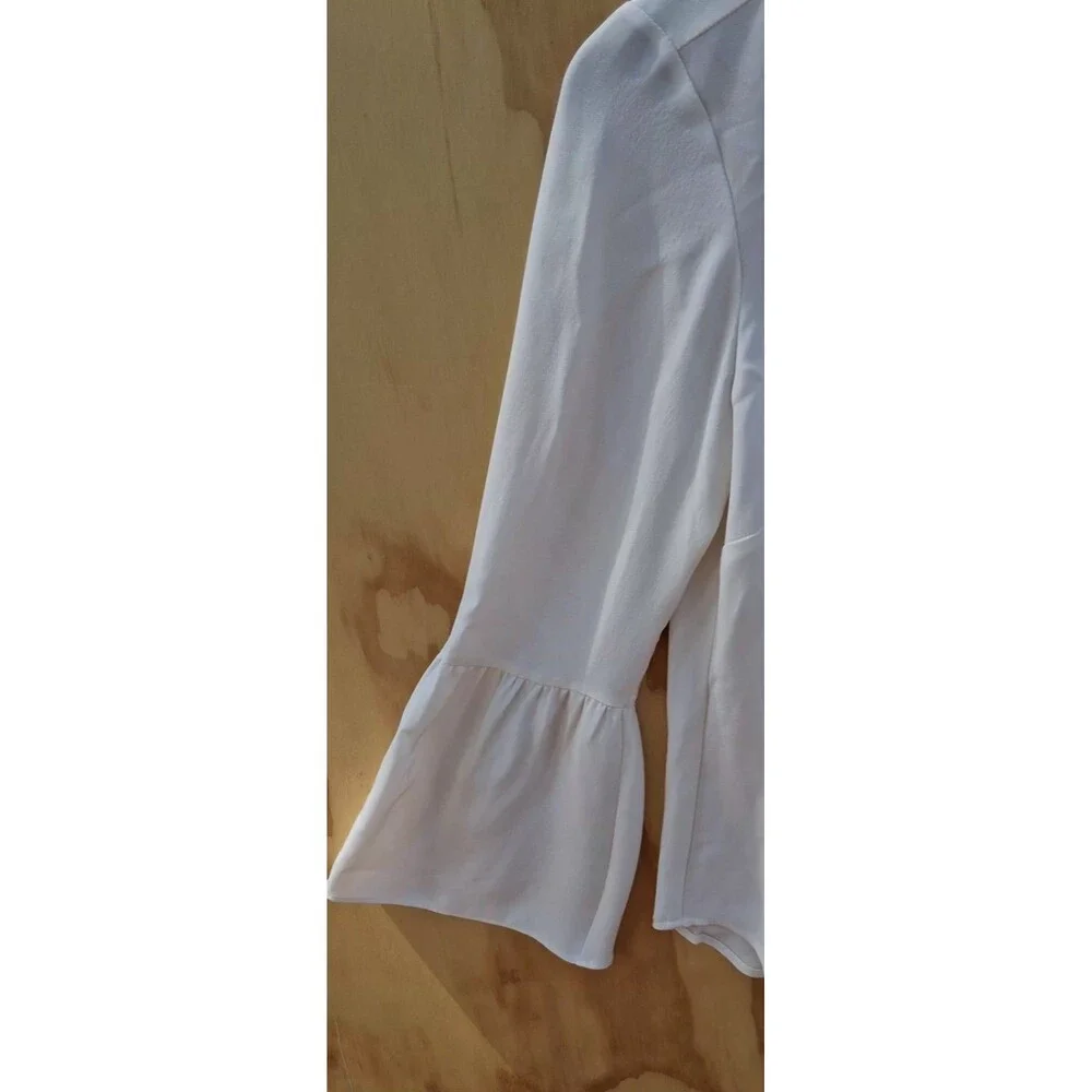 J.Crew 100% Silk Ivory Blouse Balloon Sleeve Gathered Neck Top Womens XS Career